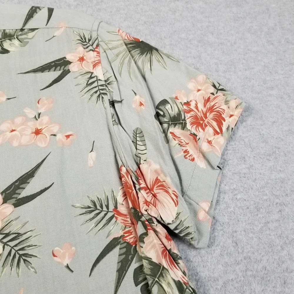 Eighty Eight Button Up Shirt Mens M Medium Green Floral Hawaiian Tropical Camp
